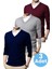 3'lü Erkek V Yaka Uzun Kol Triko Tüylenmez Süveter Erkek Slim Fit Süveter 1