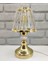 Modern Dekoratif Krom Mini Metal Ayaklı Kristal Taşlı Kristal Konik Şapkalı Abajur Masa Lambası 2