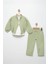 Trend Baskılı Gabardın Ceketli Kız Çocuk 3 lü takım - Yeşil 1