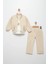Trend Baskılı Gabardın Ceketli Kız Çocuk 3 lü takım - Bej 1