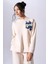 Kadın Pamuklu Baskılı Uzun Kollu Günlük Kullanım Krem Sweatshirt 2591307 1