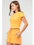 Oranj Slim Fit Basic Kaşkorse Bisiklet Yaka Kısa Kol Crop Kadın Body SF0757 2