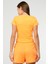 Oranj Slim Fit Basic Kaşkorse Bisiklet Yaka Kısa Kol Crop Kadın Body SF0757 4