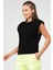 Siyah Oversize Basic 100% Pamuk Bisiklet Yaka Kolsuz Vatkalı Kadın Tişört SF0758 2