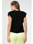 Siyah Oversize Basic 100% Pamuk Bisiklet Yaka Kolsuz Vatkalı Kadın Tişört SF0758 4