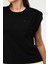 Siyah Oversize Basic 100% Pamuk Bisiklet Yaka Kolsuz Vatkalı Kadın Tişört SF0758 5