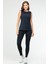 Lacivert Slim Fit Düz Bisiklet Yaka Kolsuz Üçlü Kadın Tayt Takım SB0799 5