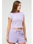 Lila Slim Fit Basic Kaşkorse Bisiklet Yaka Kısa Kol Crop Kadın Body SF0757 3