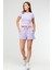 Lila Slim Fit Basic Kaşkorse Bisiklet Yaka Kısa Kol Crop Kadın Body SF0757 5