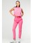 Pembe Regular Basic Pamuk Bisiklet Yaka Kolsuz Crop Kadın Atlet SF0749 5