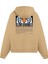Baskılı Kahverengi Unisex Oversize Fit Pamuklu Kapüşonlu Sweatshirt 1