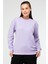 Lila Oversize Basic Pamuklu Bisiklet Yaka Uzun Kol Kadın Sweatshirt SC1241 1