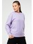 Lila Oversize Basic Pamuklu Bisiklet Yaka Uzun Kol Kadın Sweatshirt SC1241 3
