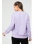 Lila Oversize Basic Pamuklu Bisiklet Yaka Uzun Kol Kadın Sweatshirt SC1241 4