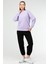 Lila Oversize Basic Pamuklu Bisiklet Yaka Uzun Kol Kadın Sweatshirt SC1241 5