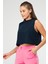Lacivert Regular Basic Pamuk Bisiklet Yaka Kolsuz Crop Kadın Atlet SF0749 2