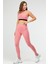 Gül Kurusu Slim Fit Düz Bisiklet Yaka Kolsuz Üçlü Kadın Tayt Takım SB0799 2
