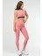Gül Kurusu Slim Fit Düz Bisiklet Yaka Kolsuz Üçlü Kadın Tayt Takım SB0799 4
