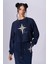 Kadın Pamuklu Baskılı Uzun Kollu Günlük Kullanım Lacivert Sweatshirt 2591305 1