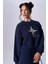 Kadın Pamuklu Baskılı Uzun Kollu Günlük Kullanım Lacivert Sweatshirt 2591305 2