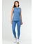 Mavi Slim Fit Düz Bisiklet Yaka Kolsuz Üçlü Kadın Tayt Takım SB0799 5