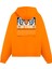 Baskılı Turuncu Oversize Fit Pamuklu Kapüşonlu Sweatshirt 1