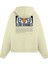 Baskılı Krem Unisex Oversize Fit Pamuklu Kapüşonlu Sweatshirt 1