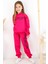 Kız Çocuk Love And Hope Basklı Penye Sweatshirt Fuşya Eşofman Takım 1