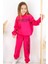 Kız Çocuk Love And Hope Basklı Penye Sweatshirt Fuşya Eşofman Takım 5
