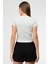 Gri Melanj Slim Fit Basic Kaşkorse Bisiklet Yaka Kısa Kol Crop Kadın Body SF0757 4