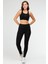 Siyah Slim Fit Düz Bisiklet Yaka Kolsuz Üçlü Kadın Tayt Takım SB0799 1
