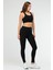 Siyah Slim Fit Düz Bisiklet Yaka Kolsuz Üçlü Kadın Tayt Takım SB0799 4
