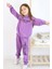 Kız Çocuk Love And Hope Basklı Penye Sweatshirt Mor Eşofman Takım 1