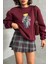 Kadın Bordo Nakışlı Sweatshirt NBG059 3