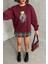 Kadın Bordo Nakışlı Sweatshirt NBG059 5