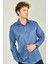 Figs Erkek Slim Fit Uzun Kollu Pamuklu Parlak Kumaş Gömlek 0013 Indigo 2