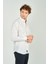 Erkek Slim Fit Desenli Uzun Kol %100 Pamuk Gömlek 2041 Ekru 2