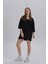 Siyah Kadın Sırt Baskı Detay Oversize T-Shirt Elbise 4