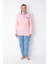 Pembe/mavi Desenli Büyük Beden Pijama Takımı 1