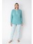 Büyük Beden Su Yeşili Çiçek Desenli Pijama Takımı 2