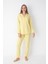 Çiçek Desenli Sarı Gömlek Pantolon Pijama Takımı 1