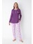 Mor Çiçek Desenli Uzun Kollu Pijama Takımı 1