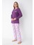 Mor Çiçek Desenli Uzun Kollu Pijama Takımı 2