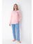 Pembe/mavi Desenli Uzun Kollu Pijama Takımı 1