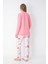Pembe Çiçek Desenli Uzun Kollu Pijama Takımı 3