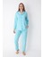 Turkuaz Papatya Desenli Gömlek Pantolon Pijama Takımı 1