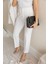 Kadın Yüksek Bel Pensli Havuç Kumaş Pantolon - Beyaz 2