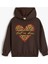Uzun Kollu Kalp Baskılı Kapşonlu Sweatshirt 1