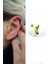 Yeşil Zirkon Taşlı 925AYAR Gümüş Üzerine Altın Kaplama Sallantılı Tragus Helix Kikirdak Piercing 1
