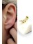 Zirkon Taşlı 925AYAR Gümüş Üzerine Altın Kaplama Tragus Kıkırdak Helix Piercing 1